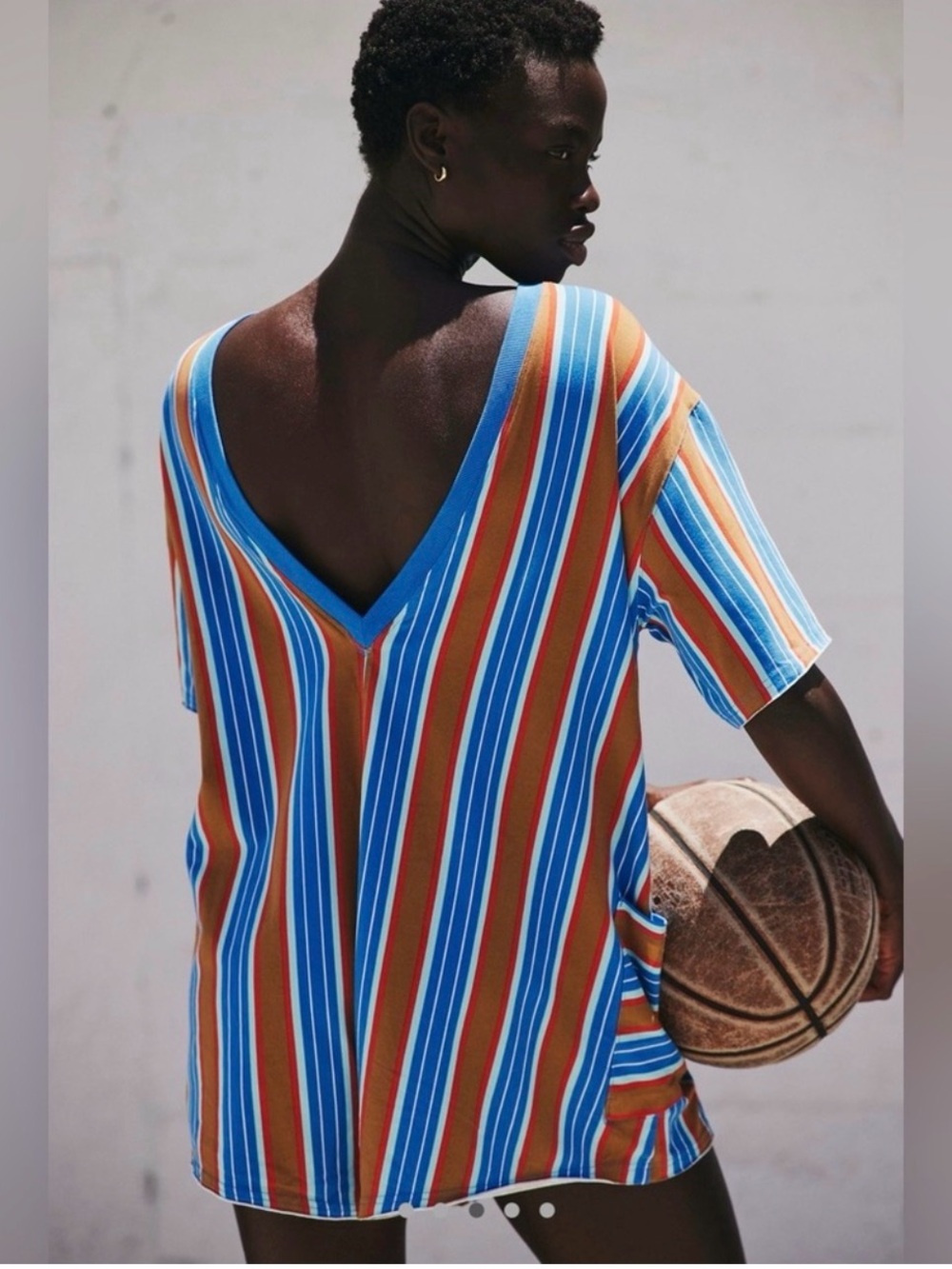 FP Movement by Free People Hot Shot Printed Tee Romper in Coastal Striple Camel